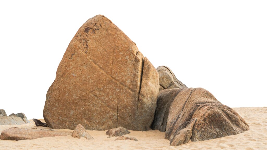 Rock Stones On Sand Beach Isolated Formation 