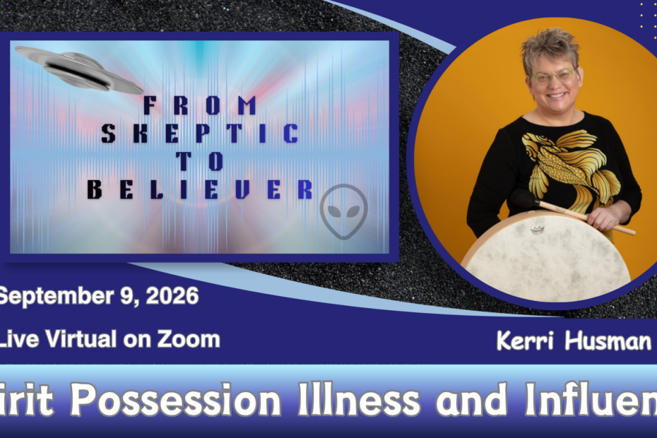 Kerri Husman FSTB - Mammoth Hills Coaching and Wellness, LLC Purple and blue background for the From Skeptic to Believer Summit with Dr. Husman in orange and black